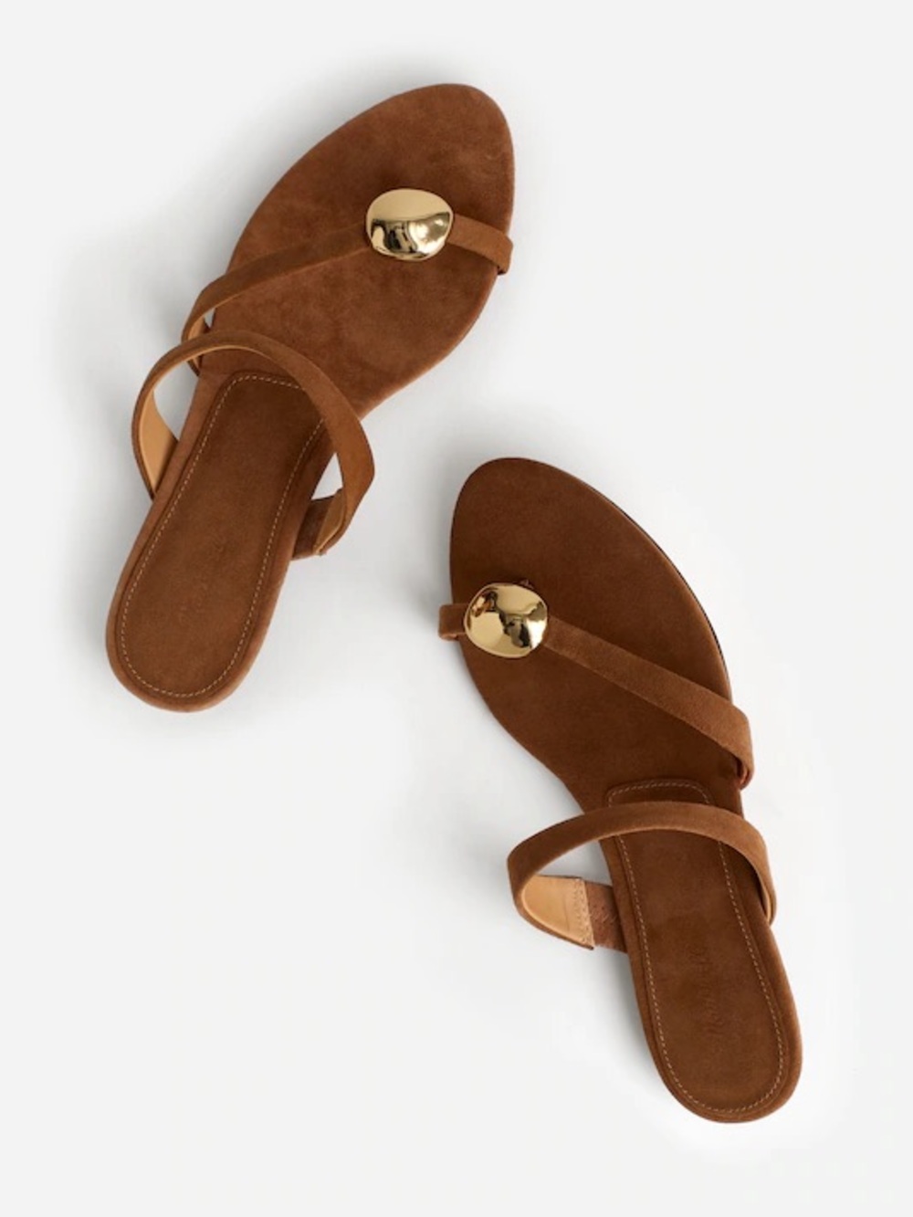 Madewell Mila Organic Hardware Thong Slide Sandal Aged Cognac Brown NEW Size 7.5